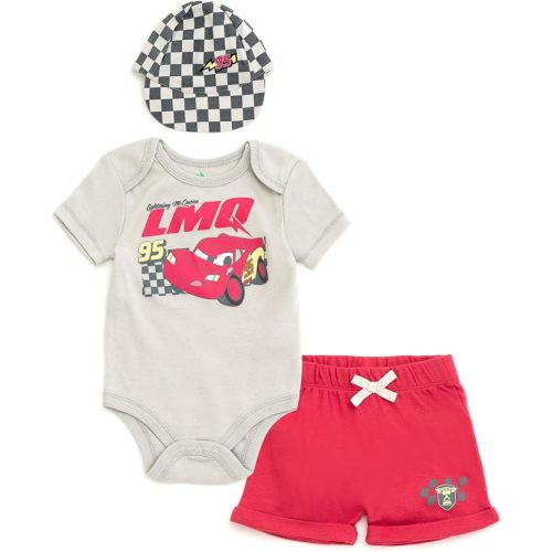 Disney Pixar Baby Bodysuit, Shorts and Baseball Cap 3 Piece Outfit Set 6/9 month