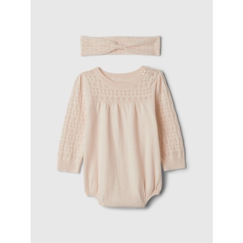 Baby Pointelle Sweater Bodysuit Set in barely pink, size: 6-12 M