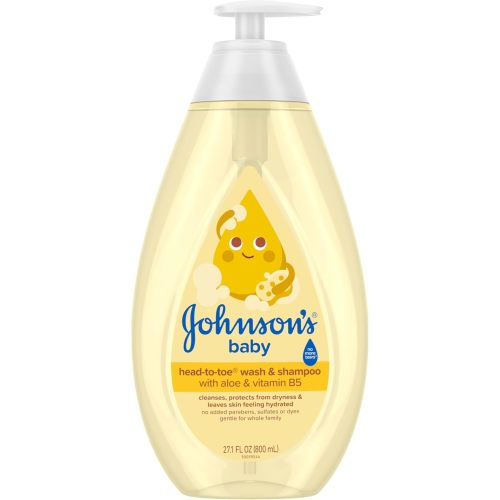 Johnson's Head-to-Toe Gentle Tear-Free Baby & Newborn Wash & Shampoo, Sulfate-, Paraben- Phthalate- & Dye-Free, Hypoallergenic Wash for Sensitive Skin & Hair, 27.1 fl. Oz