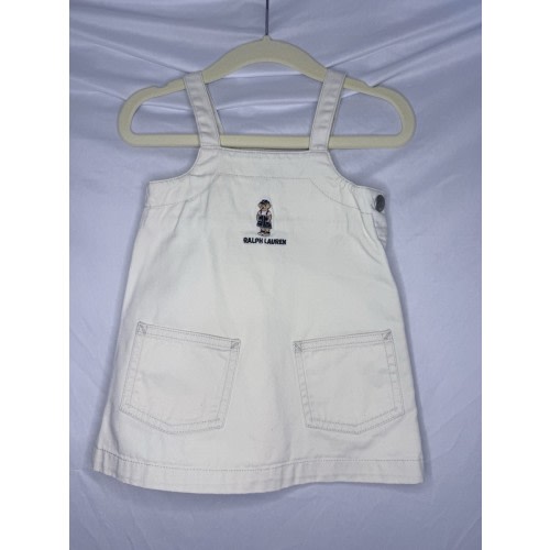 VTG Ralph Lauren Polo Bear Khaiki Dress Baby Girls 3-6 Months Sleeveless