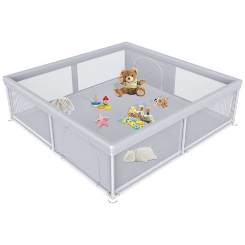 Extra Large Baby Playpen 79×79 Inch, Playpen with 2 Zipper Door for Babies and Toddlers, Play Pen Pin Indoor Outdoor Baby Play Fence