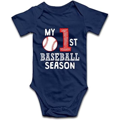 DOQOSESHY My First Baseball Season Boutique Baby Bodysuit Rompers Unisex Cotton Outfit, 3 Months, L-white