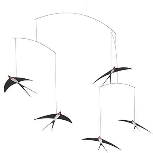 Flying Swallows Hanging Mobile Set of 5, DIY Handmade