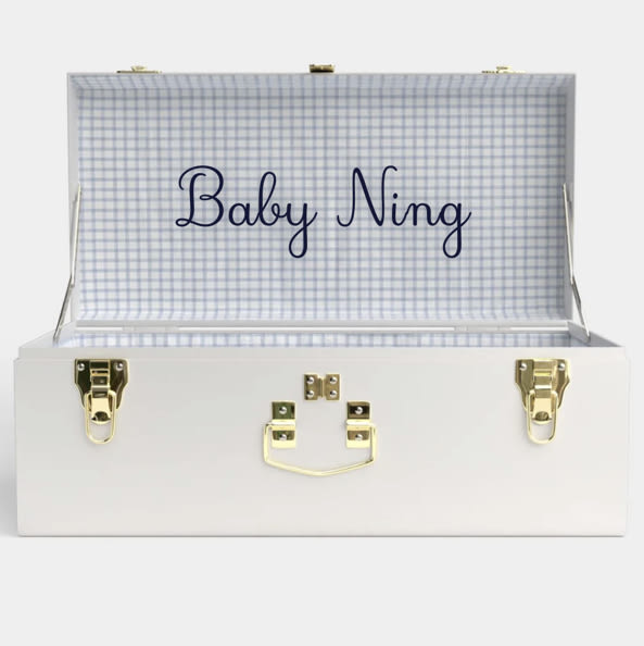 Petite Trunk - White - Picnic in Blue / Embroidery