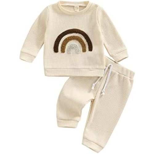 One opening Toddler Baby Boy Girl Clothes Outfits Ribbed Long Sleeve Pullover Sweatshirts Pants Newborn Girl Outfit Set