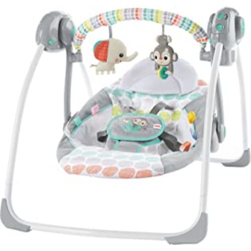 Amazon.com : Bright Starts Portable Automatic 6-Speed Baby Swing with Adaptable Speed, Taggies, Music, Removable Toy Bar, 0-9 Months 6-20 lbs (Whimsical Wild) : Baby