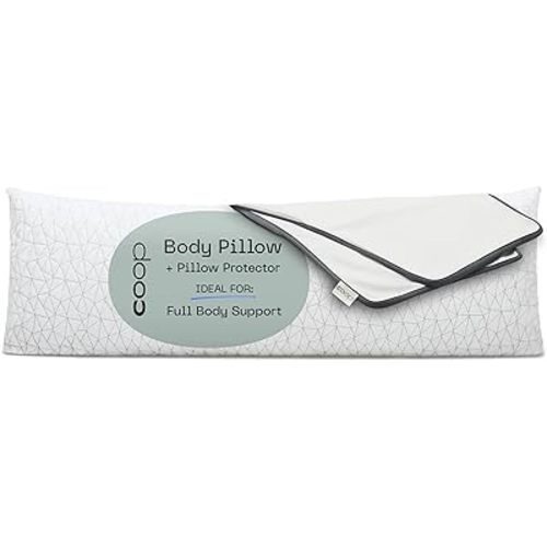 Coop Home Goods Adjustable Full Body Pillow (20x54) & Ultra-Tech Body Pillow Protector Bundle for Pregnancy - Soft Zippered Washable Cover, Neck & Knee Full Support for Side Sleepers