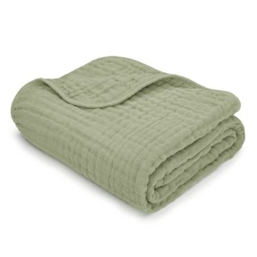 Baby Muslin Blanket, Large 40" X 40" By Comfy Cubs, Color: Sage