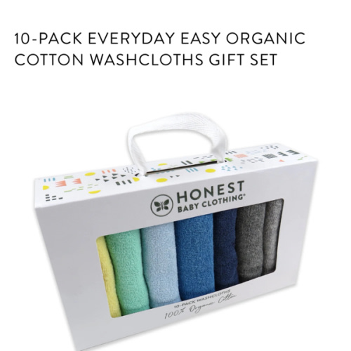 10-Pack Organic Cotton Baby-Terry Wash Cloths, Bright White | Honest Baby Clothing