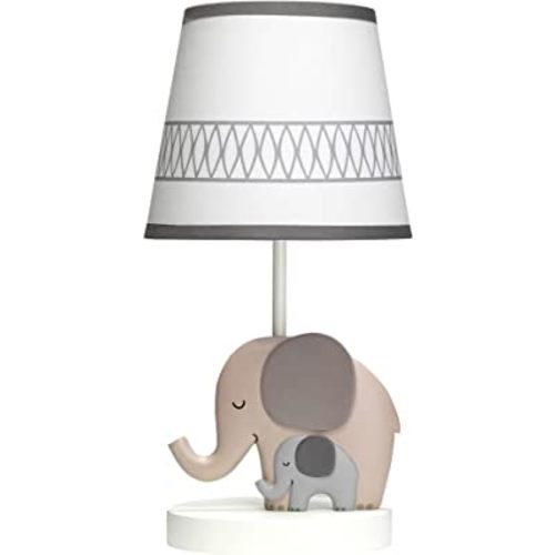 Bedtime Originals Elephant Love Gray/White Nursery Lamp with Shade & Bulb