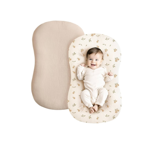 Konssy Muslin Baby Lounger Cover 2 Pack, 100% Cotton Newborn Lounger Cover, Soft and Breathable Baby Nest Slipcover for Boys Girls (Summer Wheat, Pear)