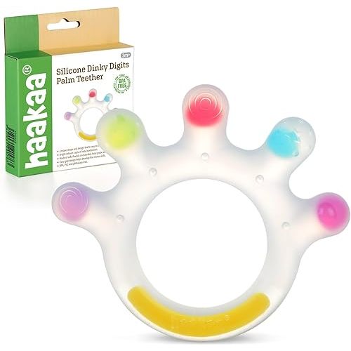 Haakaa Dinky Digits Palm Teether, Baby Teething Toys, Food Grade Silicone Teethers for Babies 0-6 Months/6-12 Months, BPA Free Teething Relief Baby Chew Toys