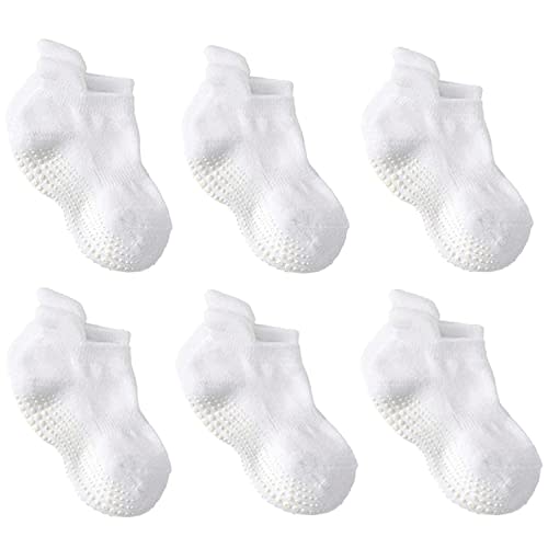 LA ACTIVE Non Slip Grip Ankle Boys and Girls Socks with Non Skid for Babies Toddlers and Kids Back to School