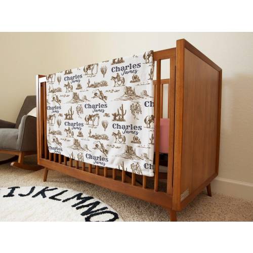 Personalized Western Cowboy Baby Blanket With Name, Custom Name Ranch Farm Nursery Theme Throw Blanket Décor, Shower Gift Newborn Girl Boy