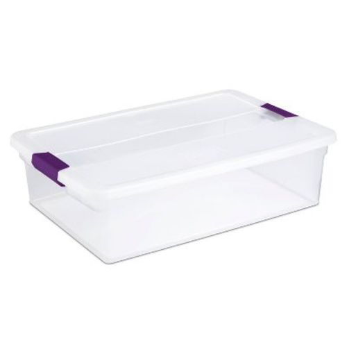 Sterilite 32qt Clear View Storage Bin With Latch Purple