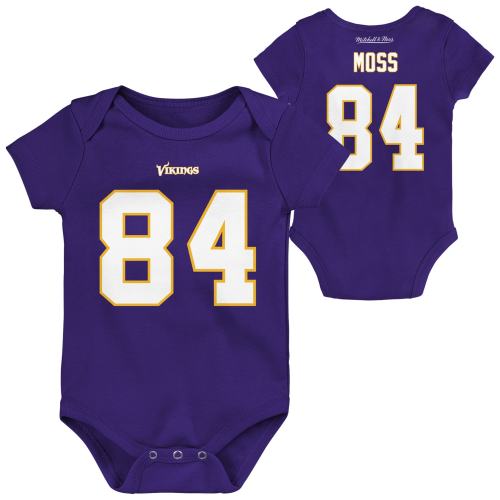 Mitchell & Ness Randy Moss Minnesota Vikings Newborn & Infant Purple Retro Name & Number Bodysuit