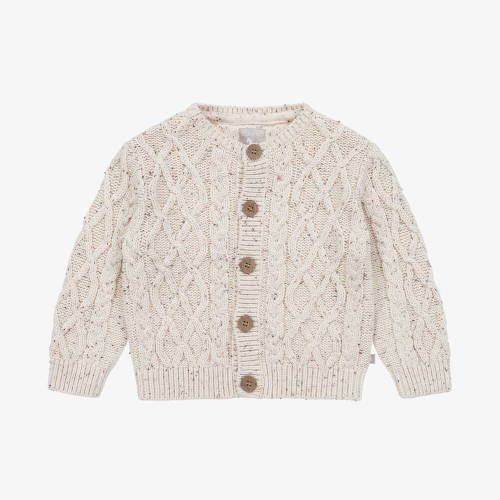 The Little Tailor - Beige Cable Knit Cotton Cardigan | Childrensalon