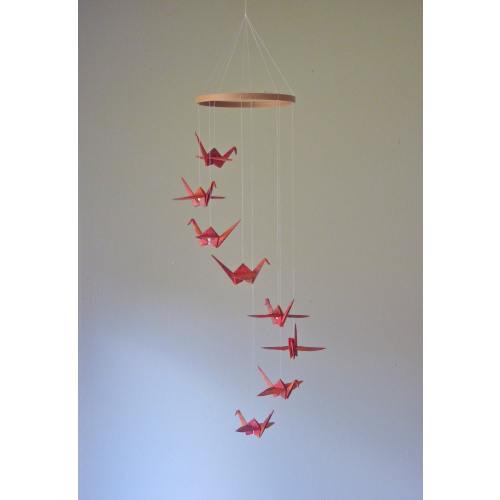 Origami Crane Mobile Eco Friendly Baby Mobile Children Decor Nursery Home Decor Fall Nature Birds Kids Bedroom