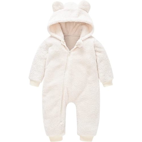 Mokitoni Baby Fleece Jumpsuits Infant Bear Ear Snowsuit Newborn Hooded Romper Warm Coat, White, 18-24 Months : Amazon.com.au: Clothing, Shoes & Accessories