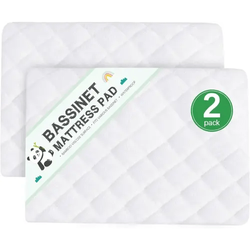 Waterproof Bassinet Mattress Protector, Fit for 20" x 33" Angelbliss (3 in 1), IKOMZY, YADAQE, Cowiewie and Nordmiex Bassinet, Ultra Soft Breathable, Viscose Made from Bamboo Surface, Washer & Dryer