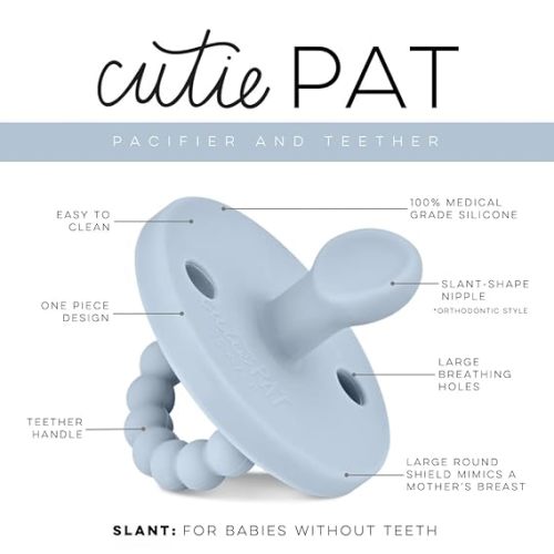 Ryan & Rose Cutie PAT Pacifier Teether (Slant, Blue)