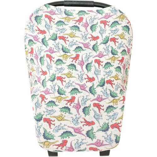 Baby Car Seat Cover Canopy and Nursing Cover Multi-Use Stretchy 5 in 1 Gift "Dinosaurs of Jurassic Park" by Copper Pearl