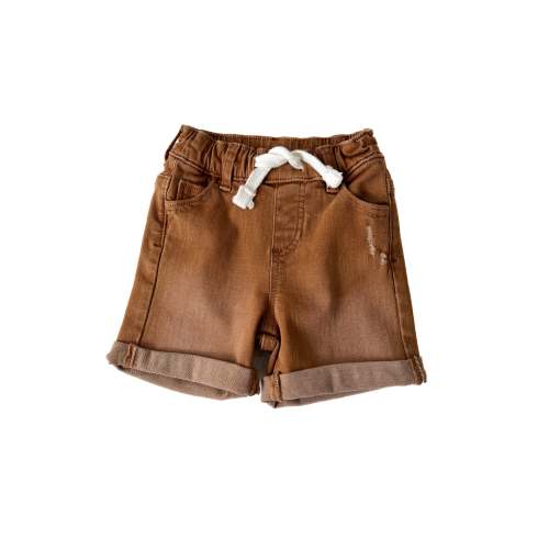 Boy's Rolled Denim Short - Dark Camel