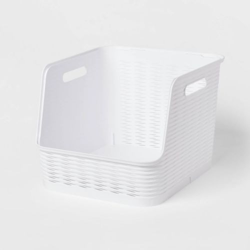 Wave Open Front Bin Translucent - Brightroom™: Stackable, 21L, Clear, 13" Cube Storage Compatible