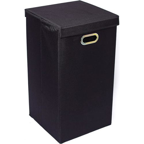 Laundry Hamper with Lid | Removable mesh bags | Single Compartment Clothes Hamper | Black