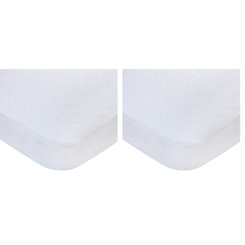 Carters Waterproof Fitted Crib Mattress Pad and Toddler Crib Mattress Protector - Baby Crib Mattress Cover - Protective Sheet for Boys and Girls Bedding Sets White (Pack of 2)