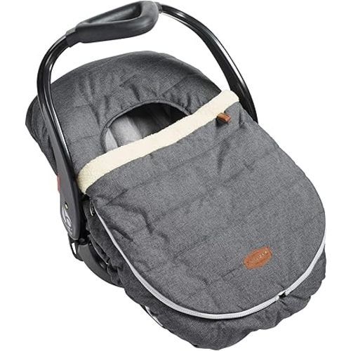 JJ Cole Winter Baby Car Seat Cover - Winter Car Seat Cover for Baby Seat or Stroller - Infant Car Seat Covers with Warm Sherpa Lining - Heather Gray