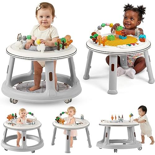 5-in-1 Musical Light Baby Walker, Featuring a Unique Building Block Table Mode, Standing Table, Bouncer, and Stroller Modes. Sturdy Construction with Adjustable Height, Suitable for Babies 6 Months+