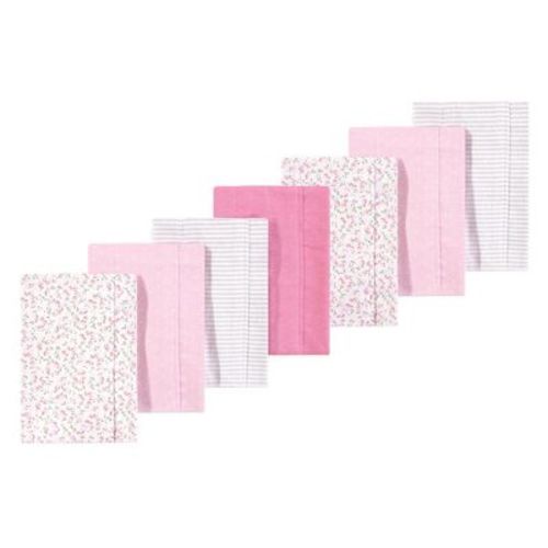 Luvable Friends Hudson Baby Flannel Burp Cloths 7pk, Blossom Pink