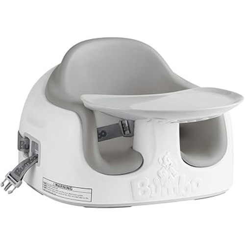 Bumbo Baby Toddler Adjustable Height 3 in 1 Non Slip Multi Seat High Chair Booster with Tray and Safety Straps, Ages 6 to 36 Months, Cool Gray