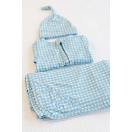 Blue Gingham Swaddle | Blanket
