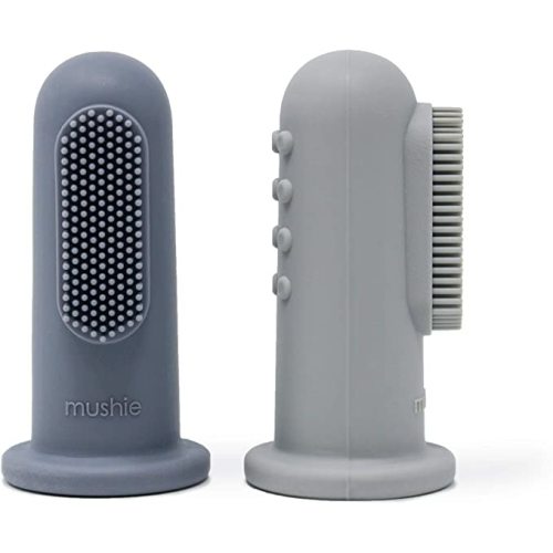 mushie Baby Finger Toothbrush (Tradewinds/Stone) 2-Pack