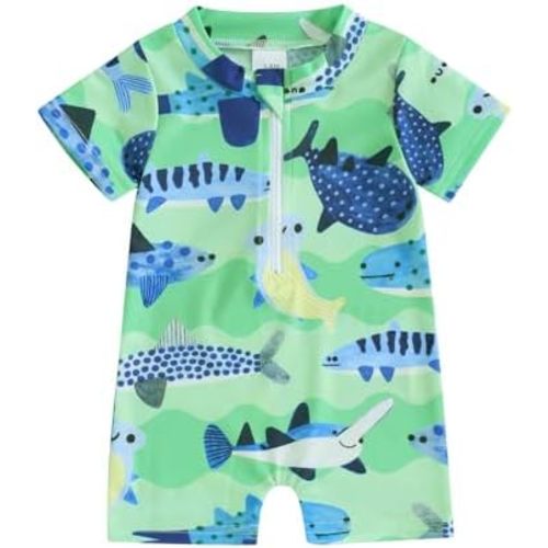 Hnyenmcko Infant Baby Boy Girls Rash Guard Swimsuit Short Sleeve Zipper Bathing Suit Toddler One Piece Swimwear Sunsuit