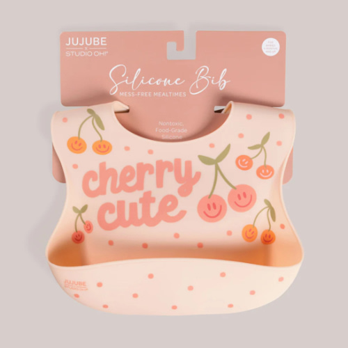 JuJuBe x Studio Oh! Food-Grade Silicone Bib - Cherry Cute by Doodle By Meg