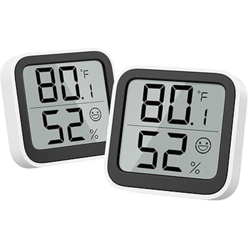 NOKLEAD Thermometer Humidity Meter Inside Mini Hygrometer Monitor Room Temperature Measuring Device with Face Icon Comfort Indicator ℃/℉ Switch for Baby Room Greenhouse Office Living Room(2)