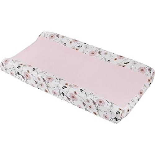 NoJo Keep Blooming Pink, White, Purple and Gold Floral Super Soft Changing Pad Cover