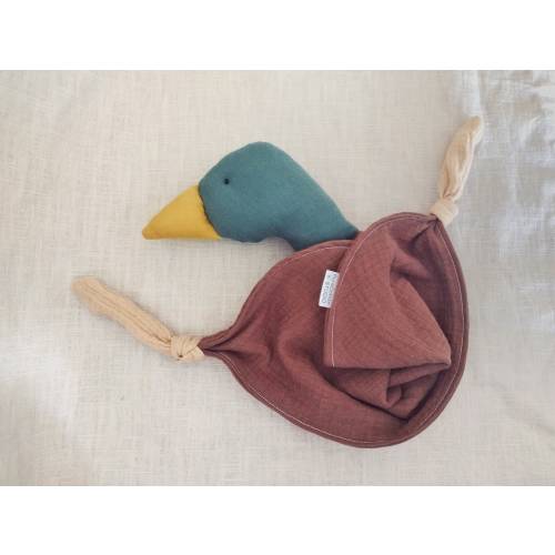 mallard duck comfort baby blanket, wild bird cuddle cloth lovey, gender neutral baby shower heirloom gift, my first pet toy for boy and girl