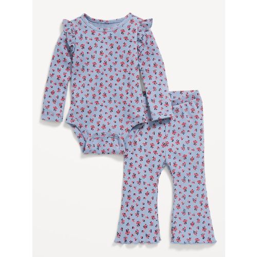 Printed Ribbed Ruffle-Trim Bodysuit and Pants Set for Baby | Old Navy