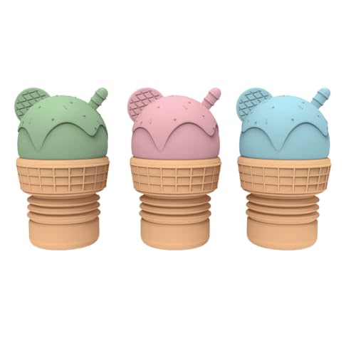 3PCS Baby Bubble Bath Toy Silicone Bath Toys Ice Cream Bath Toys Kids Bath Toys Bathtub Ice Cream Silicone Toy Water Leaky Toys Baby Bath Toys