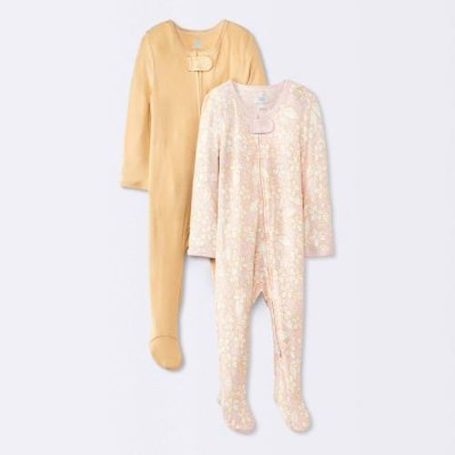 Baby Girls' 2pk Modal Blend Sleep N' Play - Cloud Island™ Yellow, Size: 3-6M