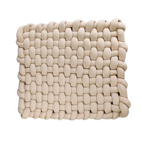 Wonder Space Knotted Braided Plush Mat, Baby Infant Newborn Sleeping Tummy Time Playing Nursery Rug Knot Floor Cushion, Handmade Pure Soft Fabric, Fashion Cute Toddler Children Room Decor, Beige