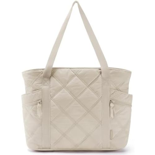 BAGSMART Tote Bag for Women, Puffer Carry On Tote with Zipper, Travel Essentials Quilted Nurse Travel Bag