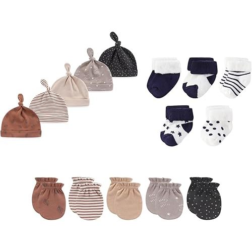 15 Pack Unisex New Born Boy Girls Hats Mittens Socks Sets Cotton Soft Infant Accessory 0-6 Months Baby Essentials