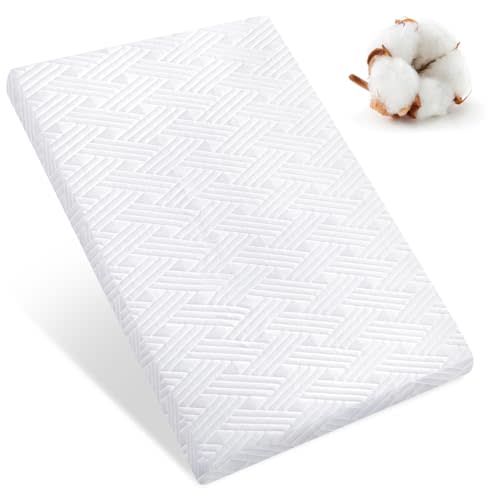 Waterproof Pack and Play Mattress Pad 38" x 26", Playard Mattress for Pack and Play, Pack N Play Mattress Topper with Washable Cover - Firm Support and Comfort Foam