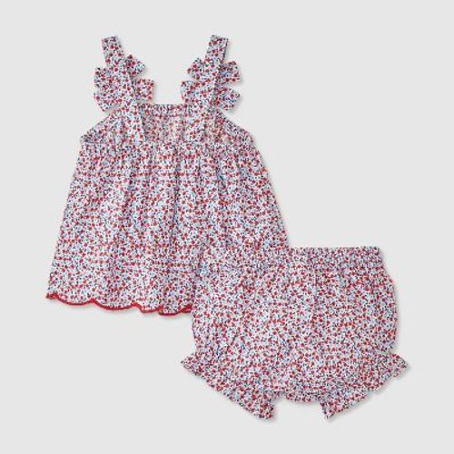 Baby Girls' Floral Bow Top & Bottom Set - Cat & Jack™ Blue/red 18m