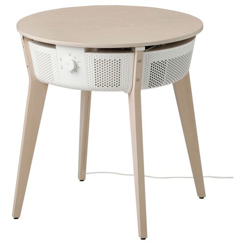 STARKVIND Table with air purifier - stained oak veneer/white smart